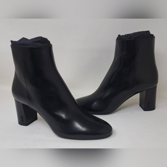 NWT Saint Laurent Paris LouLou 70 Zip Booties Ankle Boots Black Leather 38EU 8US - Picture 12 of 16